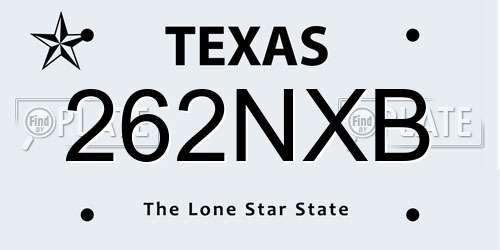 262NXB Texas License Plate
