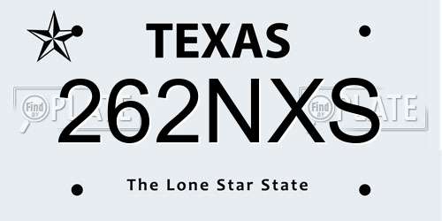 262NXS Texas License Plate