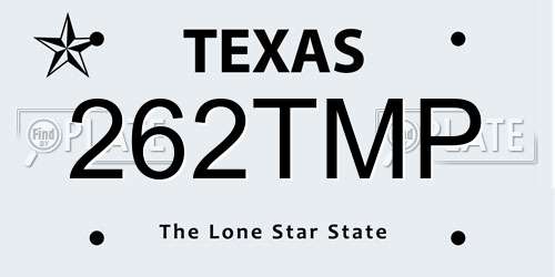 262TMP Texas License Plate