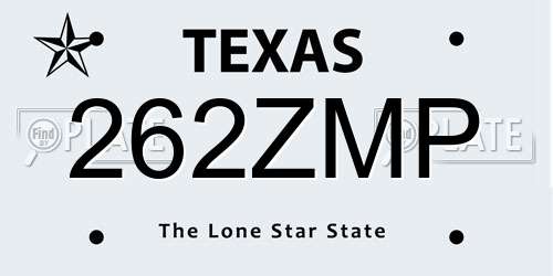 262ZMP Texas License Plate