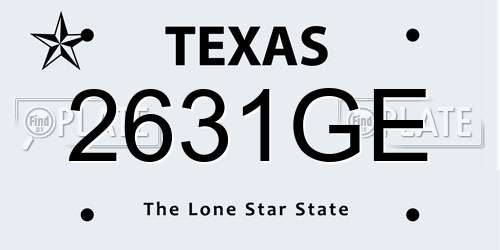2631GE Texas License Plate