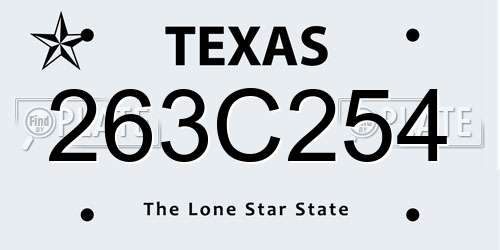 263C254 Texas License Plate
