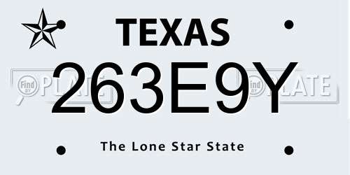 263E9Y Texas License Plate