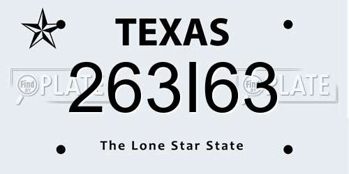263I63 Texas License Plate