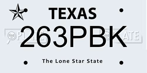 263PBK Texas License Plate