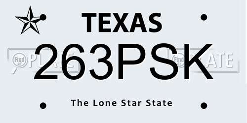 263PSK Texas License Plate