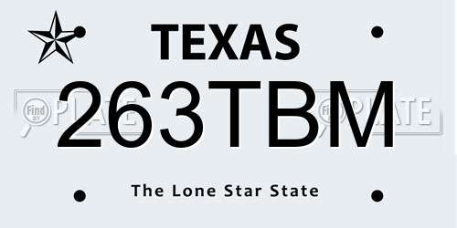 263TBM Texas License Plate