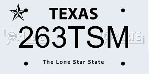 263TSM Texas License Plate
