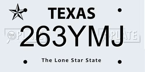 263YMJ Texas License Plate