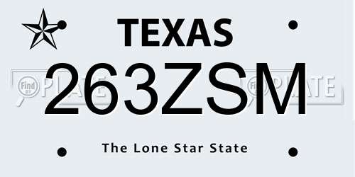 263ZSM Texas License Plate