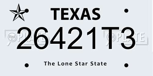 26421T3 Texas License Plate