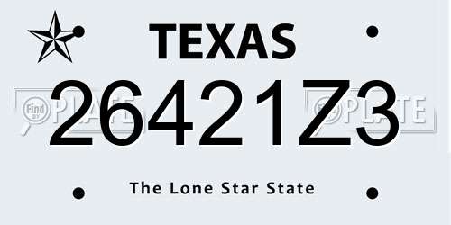 26421Z3 Texas License Plate