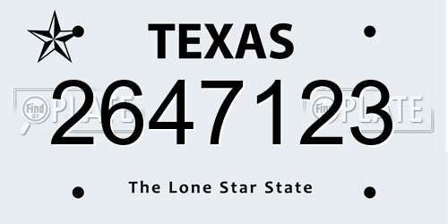 2647123 Texas License Plate