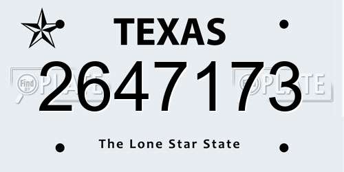 2647173 Texas License Plate