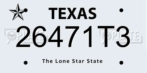 26471T3 Texas License Plate