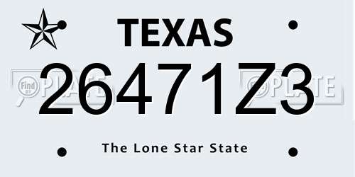 26471Z3 Texas License Plate