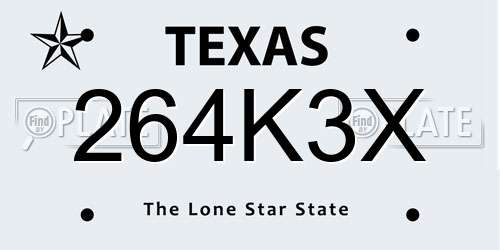 264K3X Texas License Plate