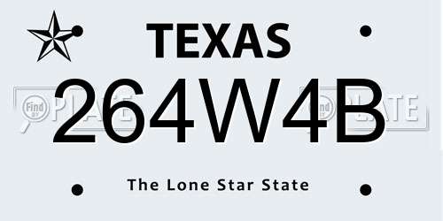 264W4B Texas License Plate
