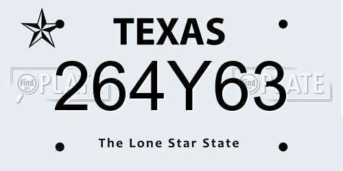 264Y63 Texas License Plate