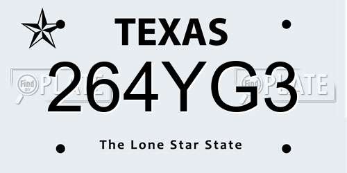264YG3 Texas License Plate