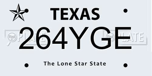 264YGE Texas License Plate