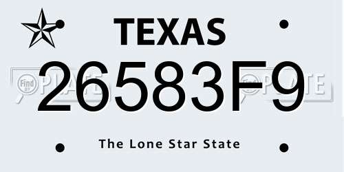 26583F9 Texas License Plate