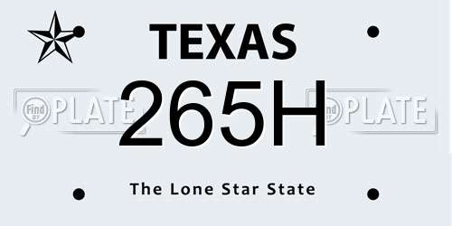 265H Texas License Plate