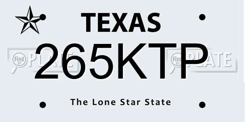 265KTP Texas License Plate