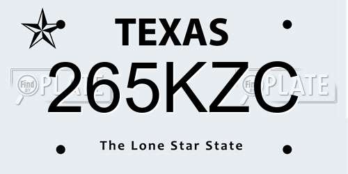 265KZC Texas License Plate