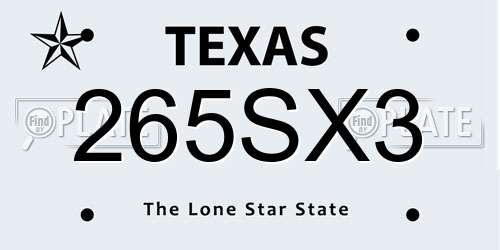 265SX3 Texas License Plate