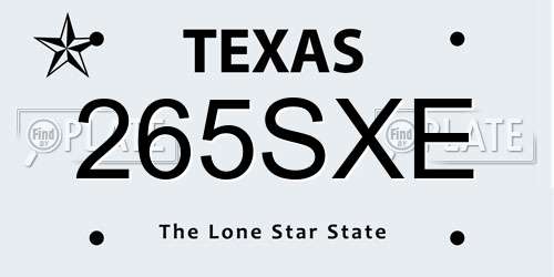 265SXE Texas License Plate