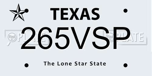 265VSP Texas License Plate