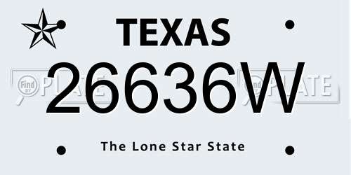 26636W Texas License Plate