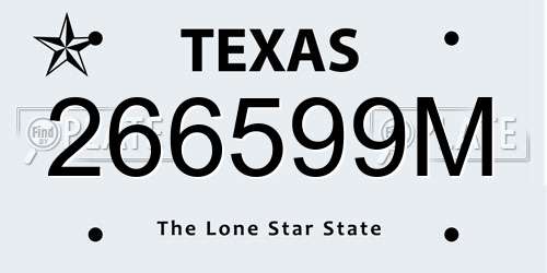 266599M Texas License Plate