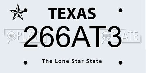 266AT3 Texas License Plate