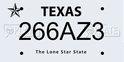 266AZ3 Texas License Plate