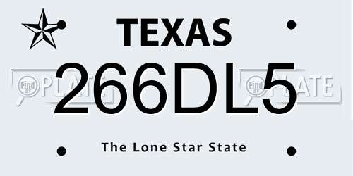 266DL5 Texas License Plate