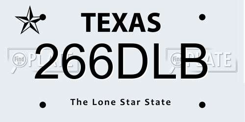 266DLB Texas License Plate
