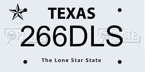 266DLS Texas License Plate