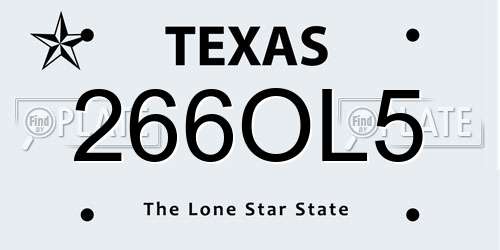 266OL5 Texas License Plate