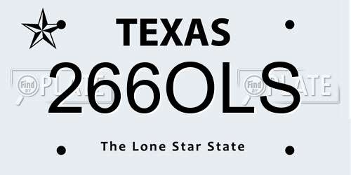 266OLS Texas License Plate