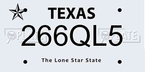266QL5 Texas License Plate