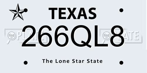 266QL8 Texas License Plate