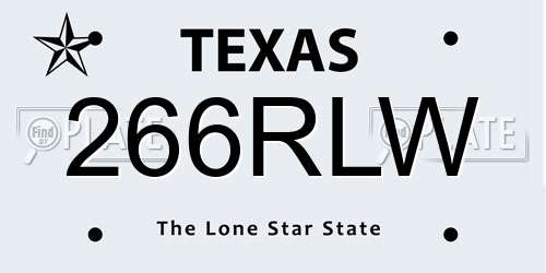 266RLW Texas License Plate