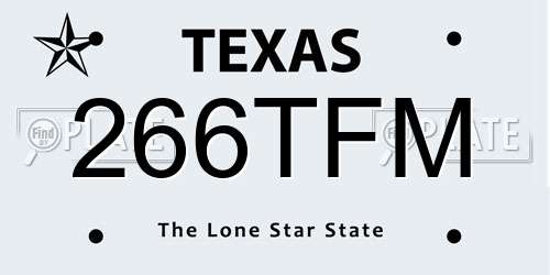 266TFM Texas License Plate