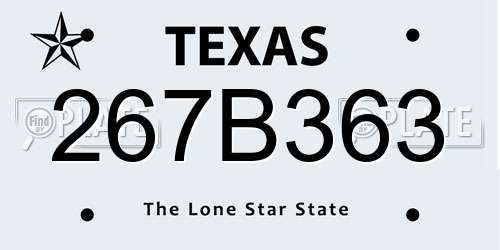 267B363 Texas License Plate
