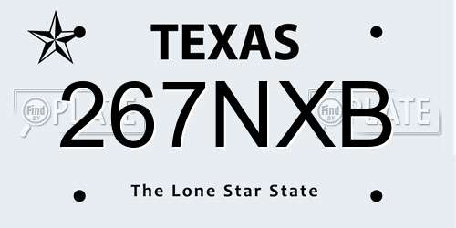 267NXB Texas License Plate