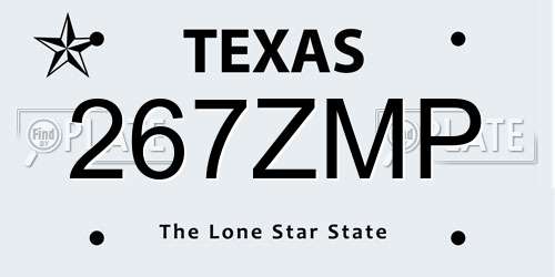 267ZMP Texas License Plate