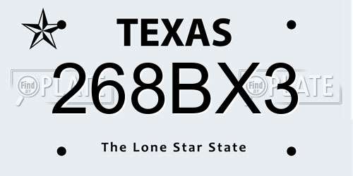268BX3 Texas License Plate
