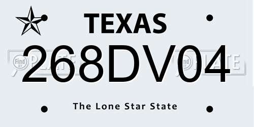 268DV04 Texas License Plate